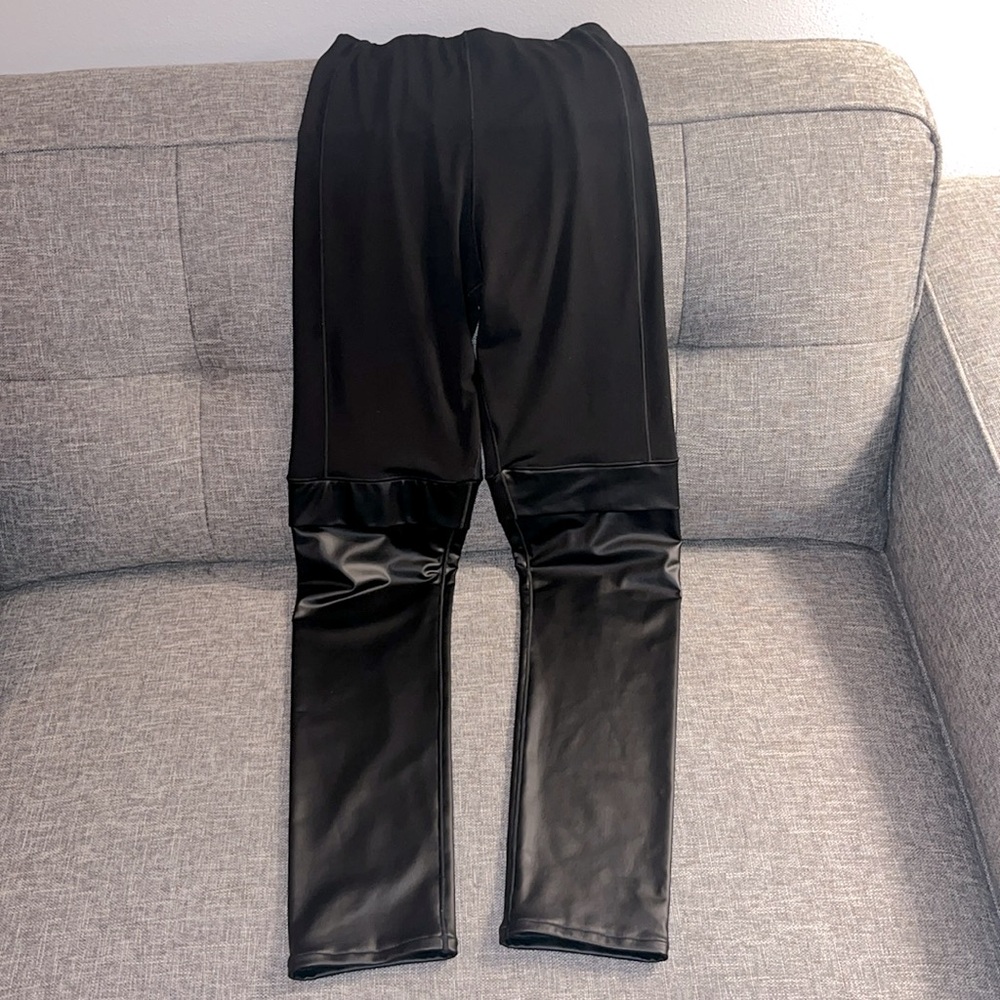 Faux leather knee high pants